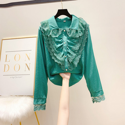 Stílusos női ing csipkével és gallérral több színben