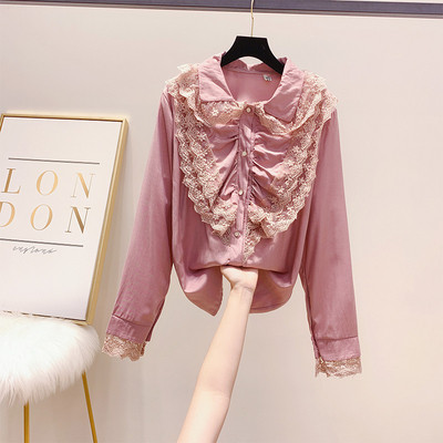 Stílusos női ing csipkével és gallérral több színben