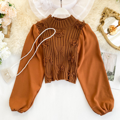 Női pulóver kerek nyakkivágással, többféle színben