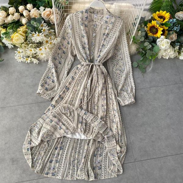 Rochie moderna de dama cu model floral si guler