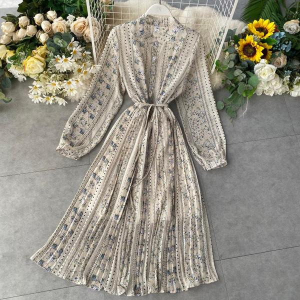 Rochie moderna de dama cu model floral si guler