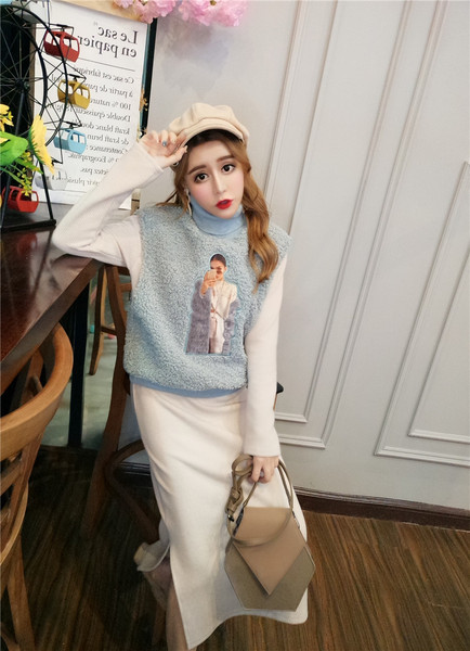 Női kötött ruha és mellény szett két színben