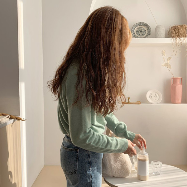 Modern női téli pulóver pólógallérral, sárga és zöld színben