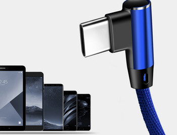 Устойчив USB кабел TYPE-C за мобилни устройства в син цвят