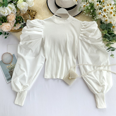 ΝΕΟ μοντέλο γυναικεία μπλούζα με φαρδιά μανίκια και στρογγυλό ντεκολτέ