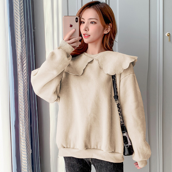 Rózsaszín és bézs színű galléros, alkalmi női pulóver