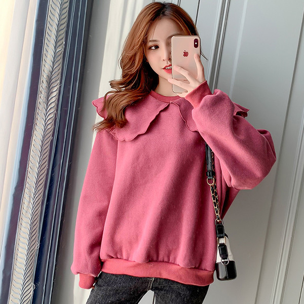 Rózsaszín és bézs színű galléros, alkalmi női pulóver