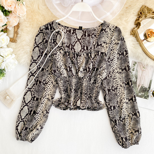 Cămașă modernă de damă cu model șarpe în două culori