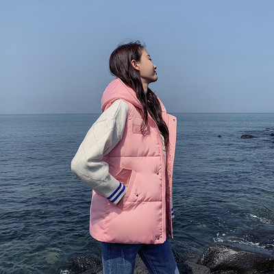 Alkalmi női mellény kapucnival és zsebekkel, négy színben