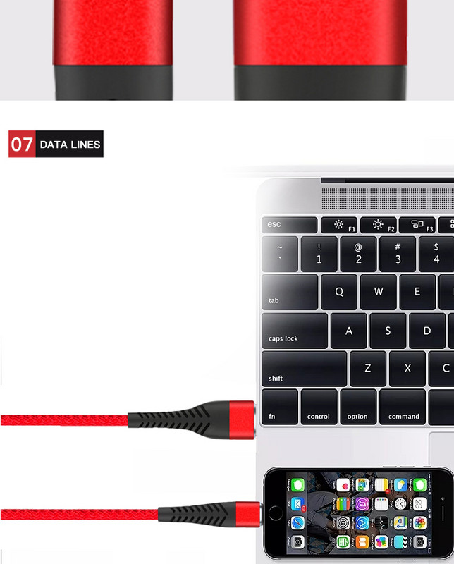 Cablu de date de încărcare rapidă pentru Iphone TIP Lightning în roșu