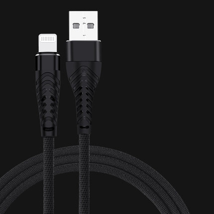 TYPE Lightning Καλώδιο USB για Iphone σε μαύρο για γρήγορη φόρτιση και συγχρονισμό