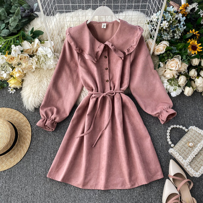 Rochie de dama cu nasturi si guler in mai multe culori