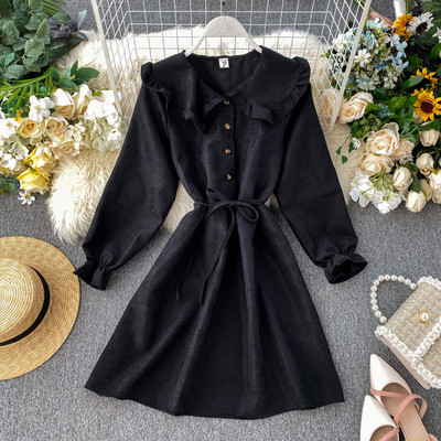 Rochie de dama cu nasturi si guler in mai multe culori