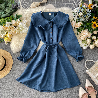 Rochie de dama cu nasturi si guler in mai multe culori