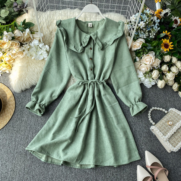 Rochie de dama cu nasturi si guler in mai multe culori