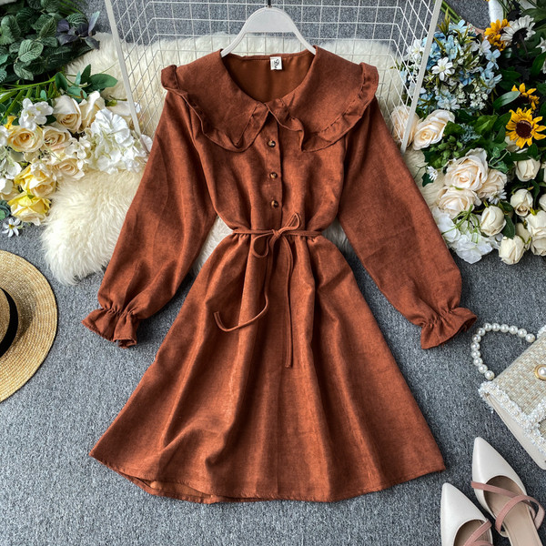 Rochie de dama cu nasturi si guler in mai multe culori