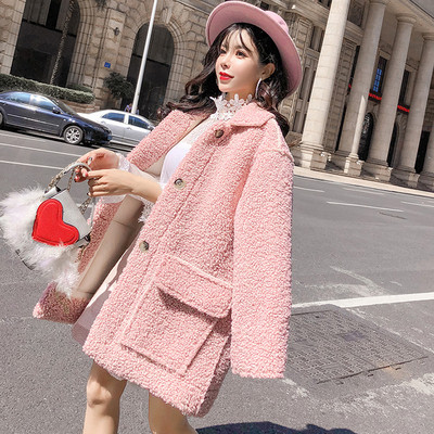 Stílusos női kabát, hosszú ujjú, gombos rózsaszín és barna színben