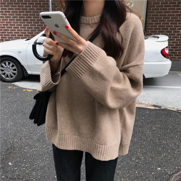 Модерен дамски пуловер широк модел в четири цвята