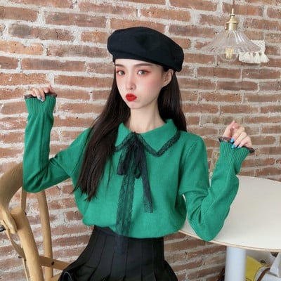 Bluză de damă modernă în trei culori cu dantelă