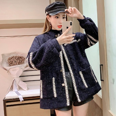 Palton casual de dama cu buzunare in albastru