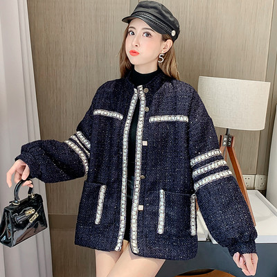 Palton casual de dama cu buzunare in albastru