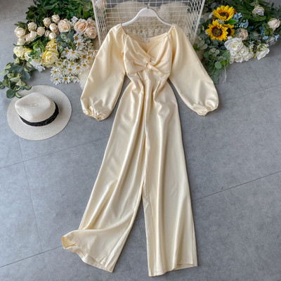 Дамски дълъг гащеризон с дълъг ръкав 