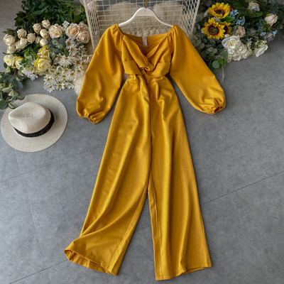 Дамски дълъг гащеризон с дълъг ръкав 