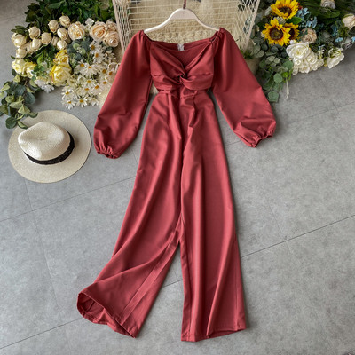 Дамски дълъг гащеризон с дълъг ръкав 