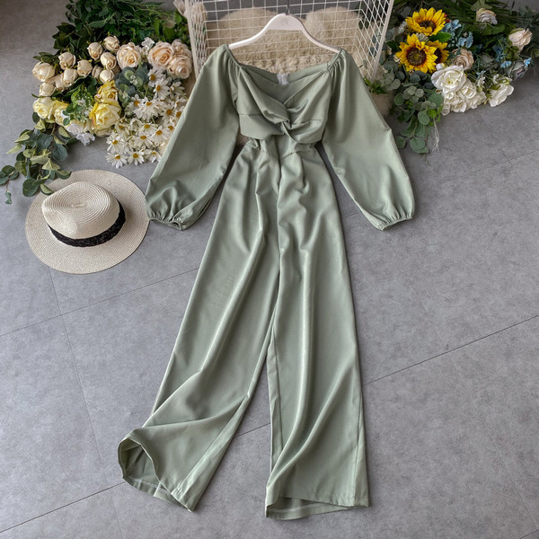 Дамски дълъг гащеризон с дълъг ръкав 