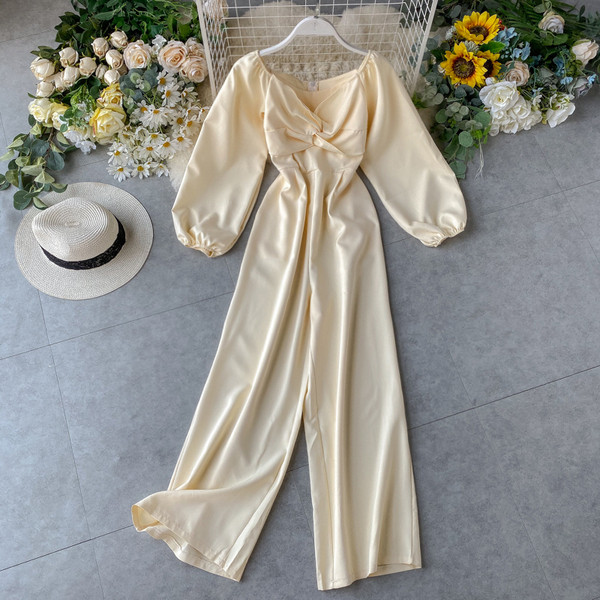 Дамски дълъг гащеризон с дълъг ръкав 