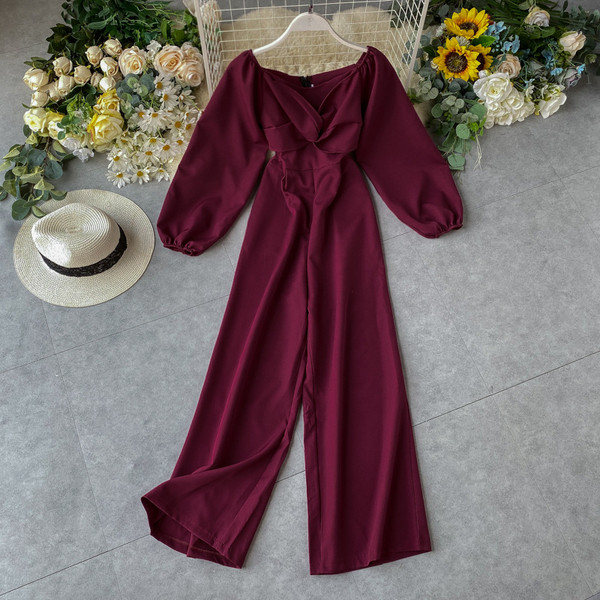 Дамски дълъг гащеризон с дълъг ръкав 