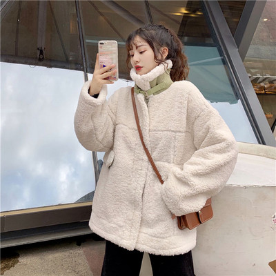 Top coat dama in trei culori cu guler inalt si buzunare