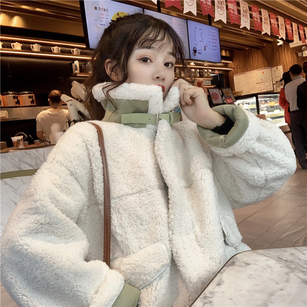 Top coat dama in trei culori cu guler inalt si buzunare