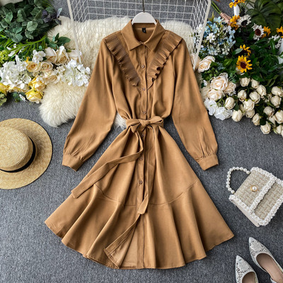 Rochie de dama cu guler si curea in mai multe culori