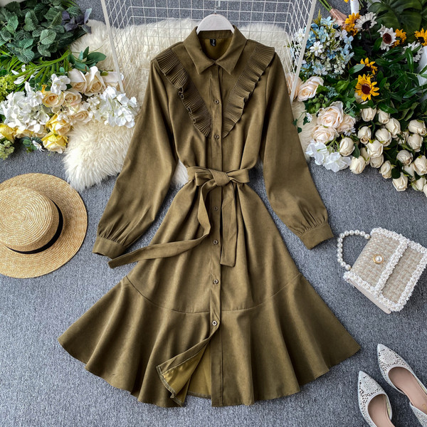 Rochie de dama cu guler si curea in mai multe culori