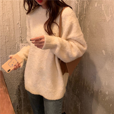 Modern női pulóver két színben, ovális nyakkivágással