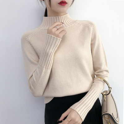 Modern női pulóver, hosszú ujjal és pólógallérral több színben