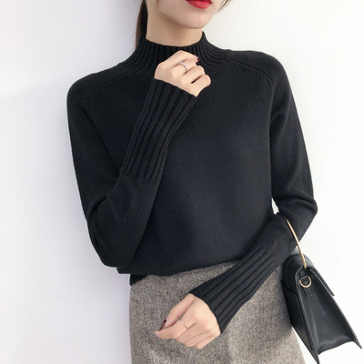 Modern női pulóver, hosszú ujjal és pólógallérral több színben