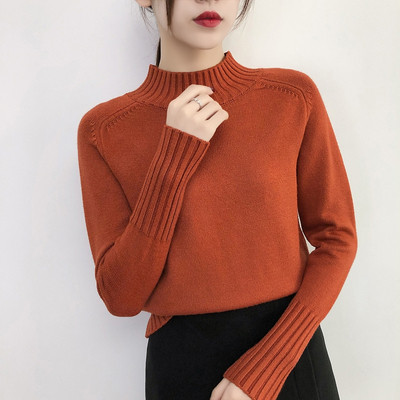 Modern női pulóver, hosszú ujjal és pólógallérral több színben