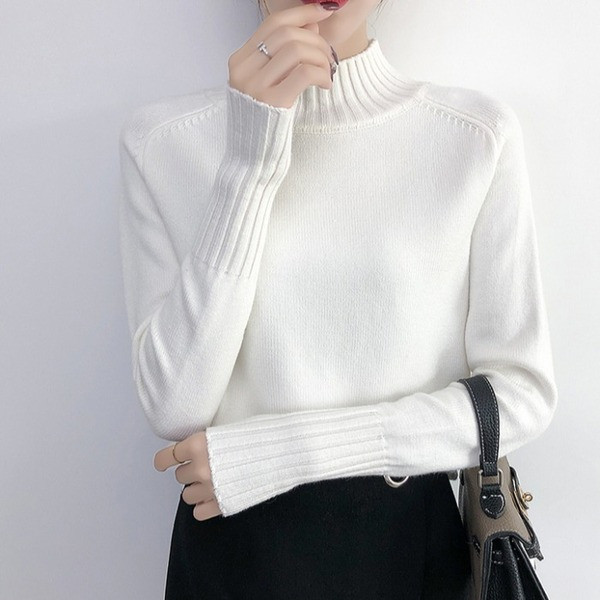 Modern női pulóver, hosszú ujjal és pólógallérral több színben