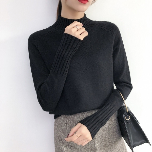 Modern női pulóver, hosszú ujjal és pólógallérral több színben