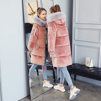 Μοντέρνο γυναικείο μακρύ μπουφάν με μαλακή επένδυση και κουκούλα σε έξι χρώματα