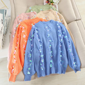 Modern női pulóver flitter elemekkel, több színben