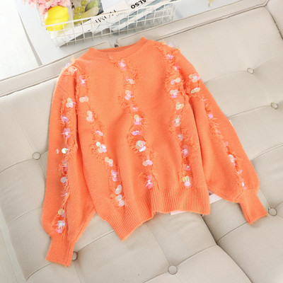 Modern női pulóver flitter elemekkel, több színben