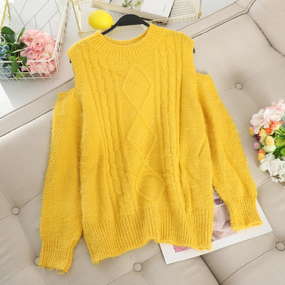 Μοντέρνο γυναικείο πουλόβερ με γυμνούς ώμους σε διάφορα χρώματα