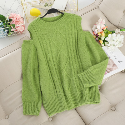 Μοντέρνο γυναικείο πουλόβερ με γυμνούς ώμους σε διάφορα χρώματα