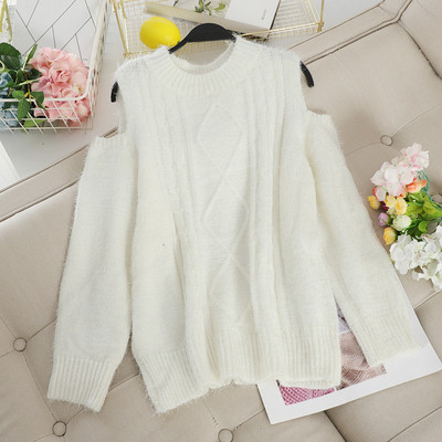 Μοντέρνο γυναικείο πουλόβερ με γυμνούς ώμους σε διάφορα χρώματα