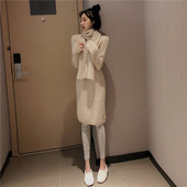 Rochie lunga tricotata in bej si maro