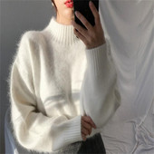 HIT Stílusos női pulóver magas gallérral, fehér és kék színben