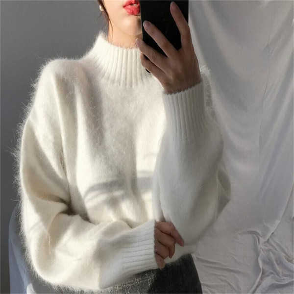 HIT Stílusos női pulóver magas gallérral, fehér és kék színben